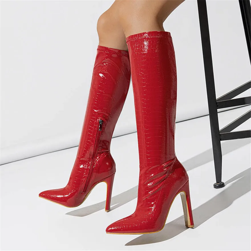 Women's Long Tube Boots Slimming New Style PU Stone Pattern Pointed Elastic Women's Thick High-Heeled Long Boots
Women's Long Tube Boots Slimming New Style PU Stone Pattern Pointed Elastic Women's Thick High-Heeled Long Boots
