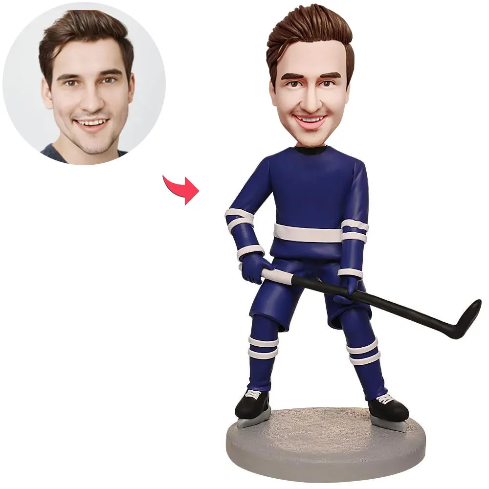 Home Decor Custom Bobblehead Figurine Personalized For Friend-Blue Suit Hockey Player Custom Statue
Home Decor Custom Bobblehead Figurine Personalized For Friend-Blue Suit Hockey Player Custom Statue