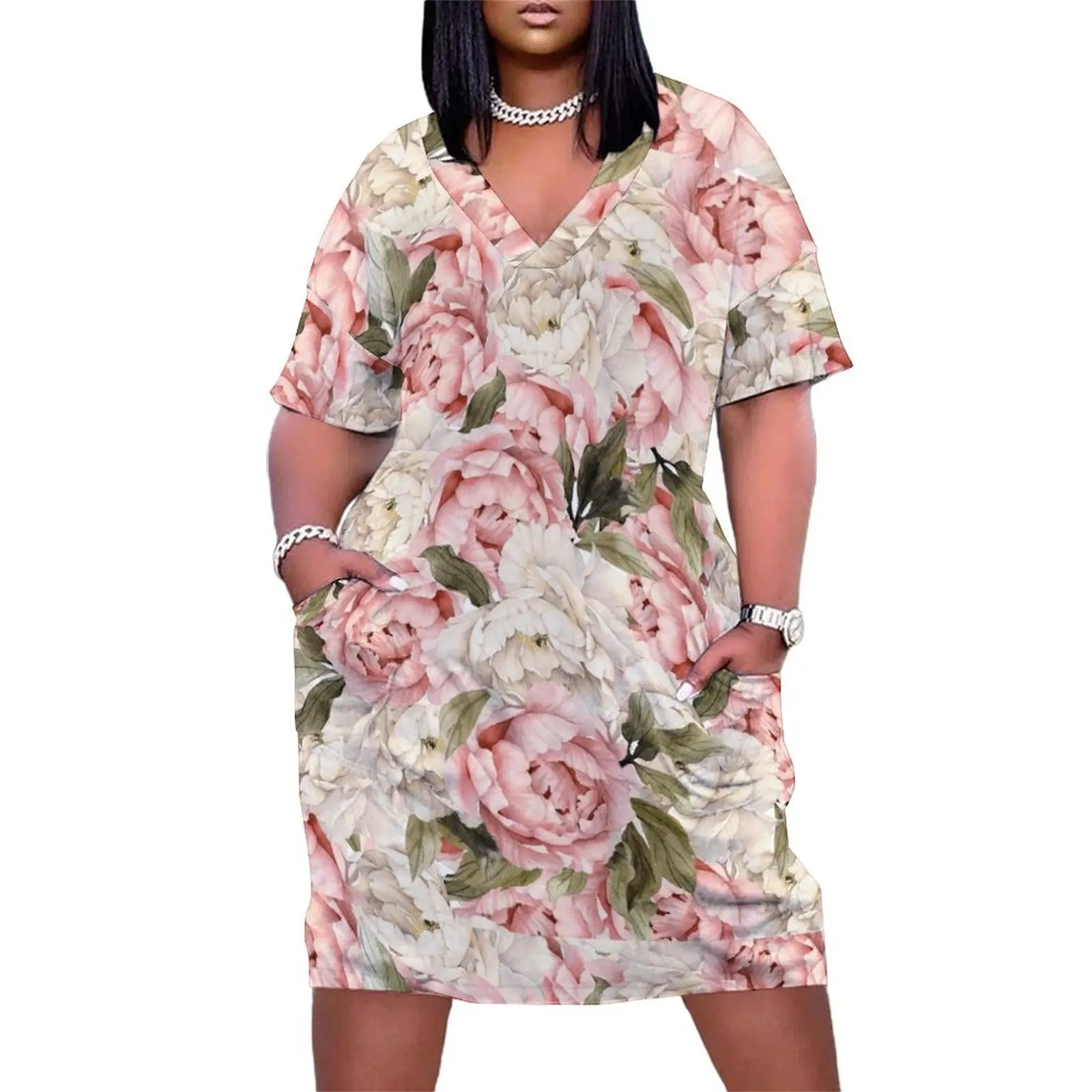 beautiful peony pattern dress, beautiful scarves, blankets, phone cases Loose Pocket Dress
beautiful peony pattern dress, beautiful scarves, blankets, phone cases Loose Pocket Dress