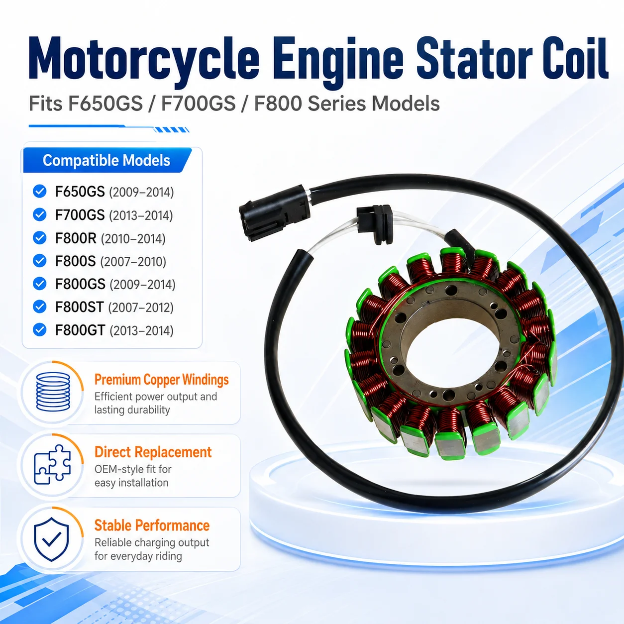 Arashi Motorcycles Accessories Engine Generator Stator Coil For BMW F650GS F700GS F800R F800S F800GS F800ST F800GT
Arashi Motorcycles Accessories Engine Generator Stator Coil For BMW F650GS F700GS F800R F800S F800GS F800ST F800GT