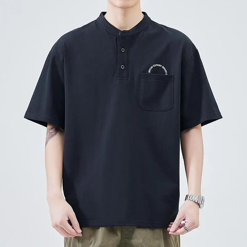 Summer New Men's Clothing Summer New Short Sleeve Stand Collar Trend Japanese Solid Color Loose Spliced Button Pocket T-shirt
Summer New Men's Clothing Summer New Short Sleeve Stand Collar Trend Japanese Solid Color Loose Spliced Button Pocket T-shirt