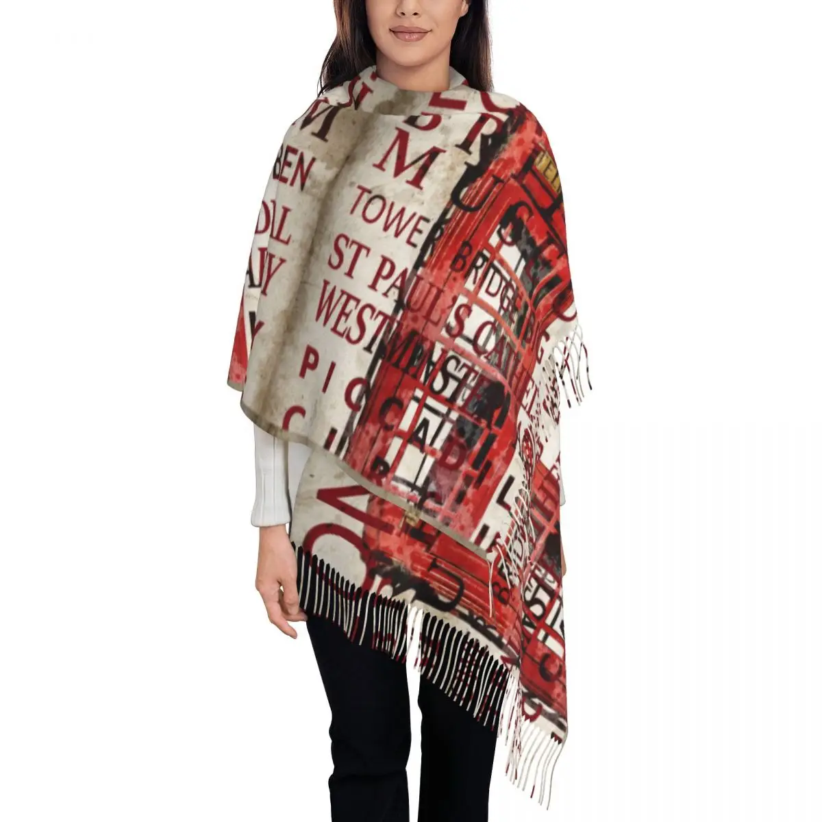 Лондонский винтажный плакат, красный шарф с принтом, кашемировая шаль, длинные шарфы с британскими английскими буквами, Великобритания, с кисточкой для вечернего платья
Лондонский винтажный плакат, красный шарф с принтом, кашемировая шаль, длинные шарфы с британскими английскими буквами, Великобритания, с кисточкой для вечернего платья