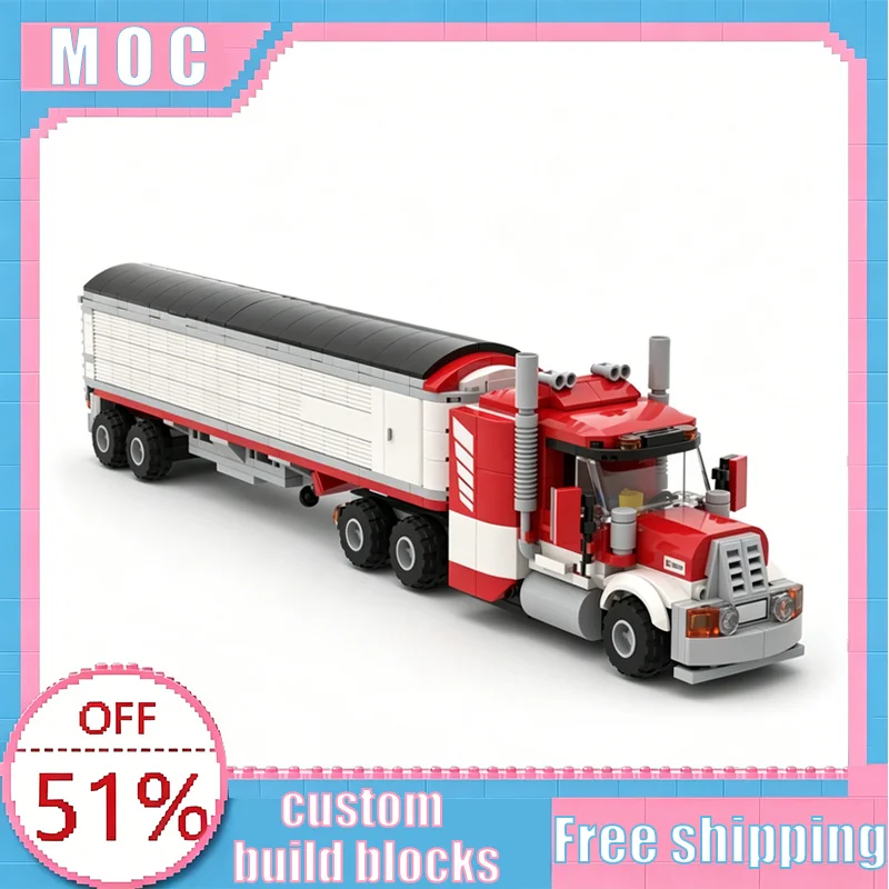 585PCS MOC Transport Truck With Grain Hopper Trailer Vehicle Model Custom Building Blocks Educational Assembly Toy Birthday Gift
585PCS MOC Transport Truck With Grain Hopper Trailer Vehicle Model Custom Building Blocks Educational Assembly Toy Birthday Gift