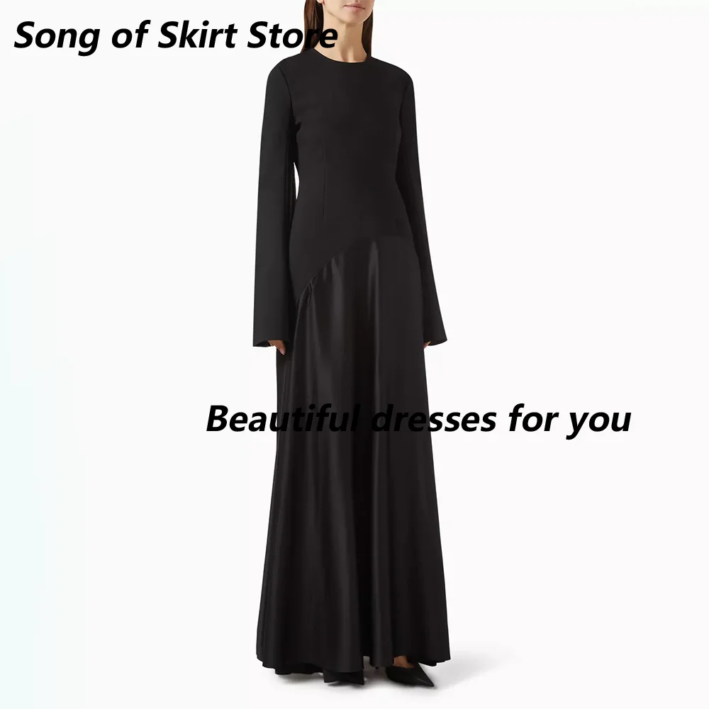 Black Evening Dress Customized Long Sleeves Round Neck Floor Length A Line Saudi Arab Prom Gown Arabian Formal Dresses
Black Evening Dress Customized Long Sleeves Round Neck Floor Length A Line Saudi Arab Prom Gown Arabian Formal Dresses