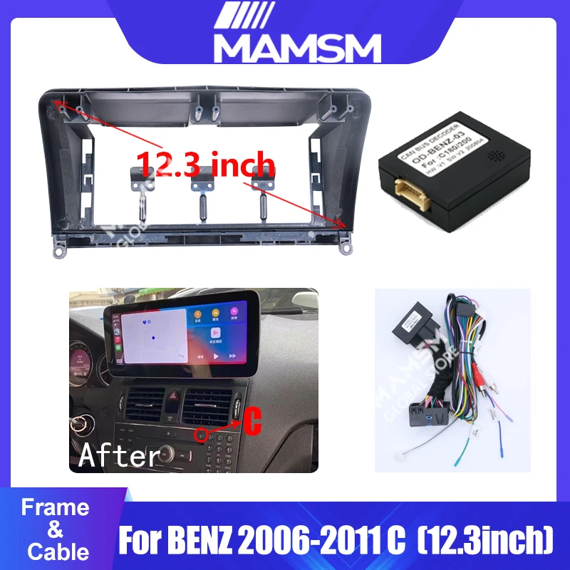 12.3 Inch Stereo Panel Harness Canbus Car Radio Fascia Frame For BENZ C 2006-2011 Android Player Fascia Stereo Panel Trim Kits
12.3 Inch Stereo Panel Harness Canbus Car Radio Fascia Frame For BENZ C 2006-2011 Android Player Fascia Stereo Panel Trim Kits