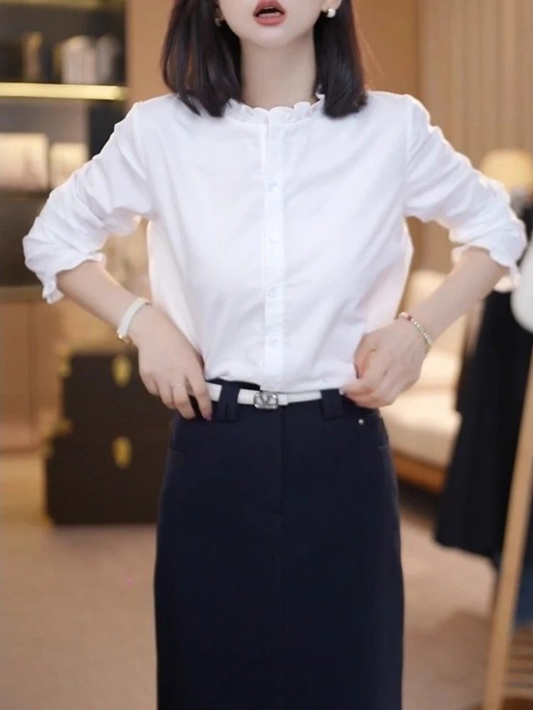 plus Size Fashionable White Shirt Women's Spring 2026 New Style Slimming Loose Top with Lace Detail Versatile Casual Style
plus Size Fashionable White Shirt Women's Spring 2026 New Style Slimming Loose Top with Lace Detail Versatile Casual Style