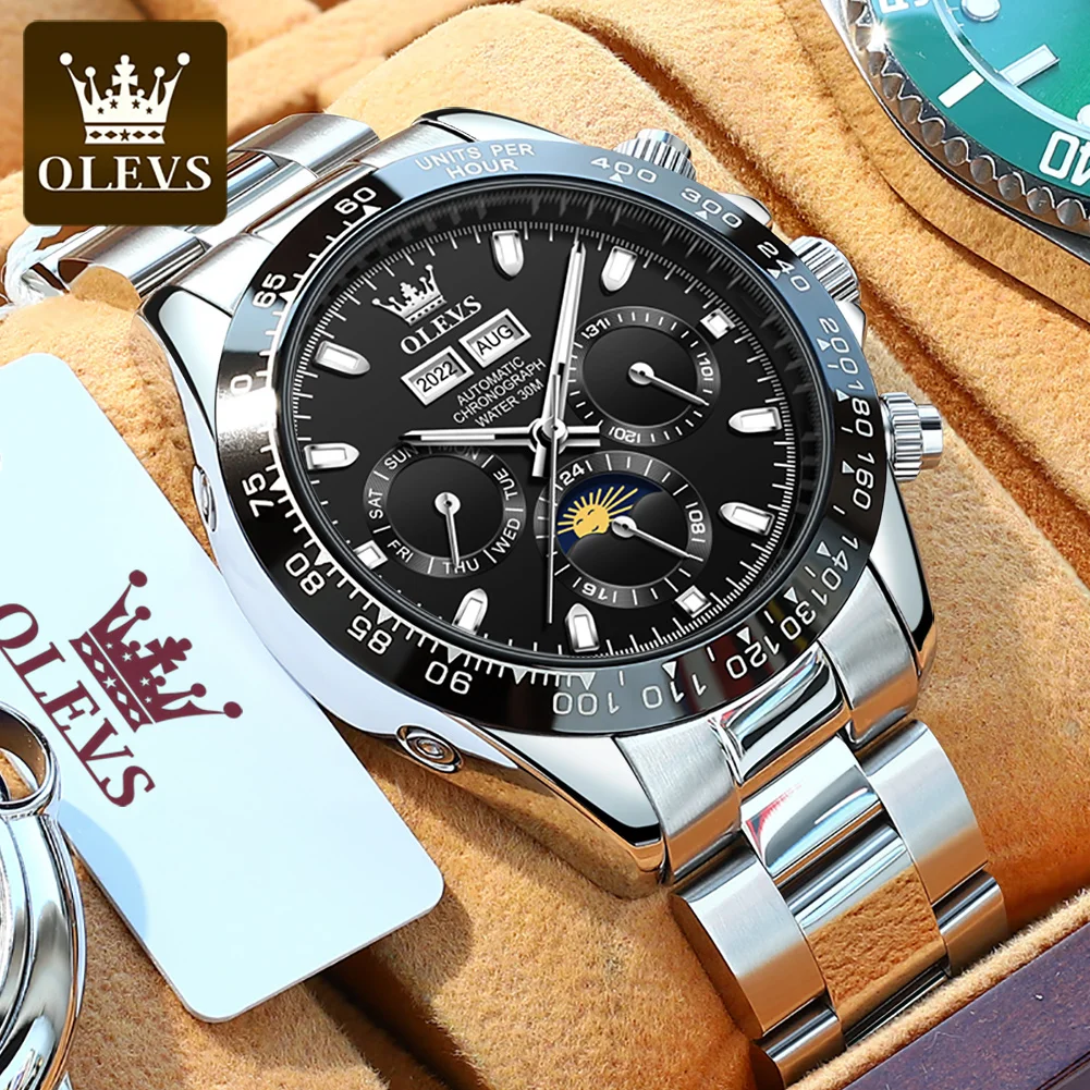 OLEVS Luxury Men's Watches Moon Phase Automatic Mechanical Wristwatch Waterproof Luminous Top Brand Watch for Man Date Sport
OLEVS Luxury Men's Watches Moon Phase Automatic Mechanical Wristwatch Waterproof Luminous Top Brand Watch for Man Date Sport