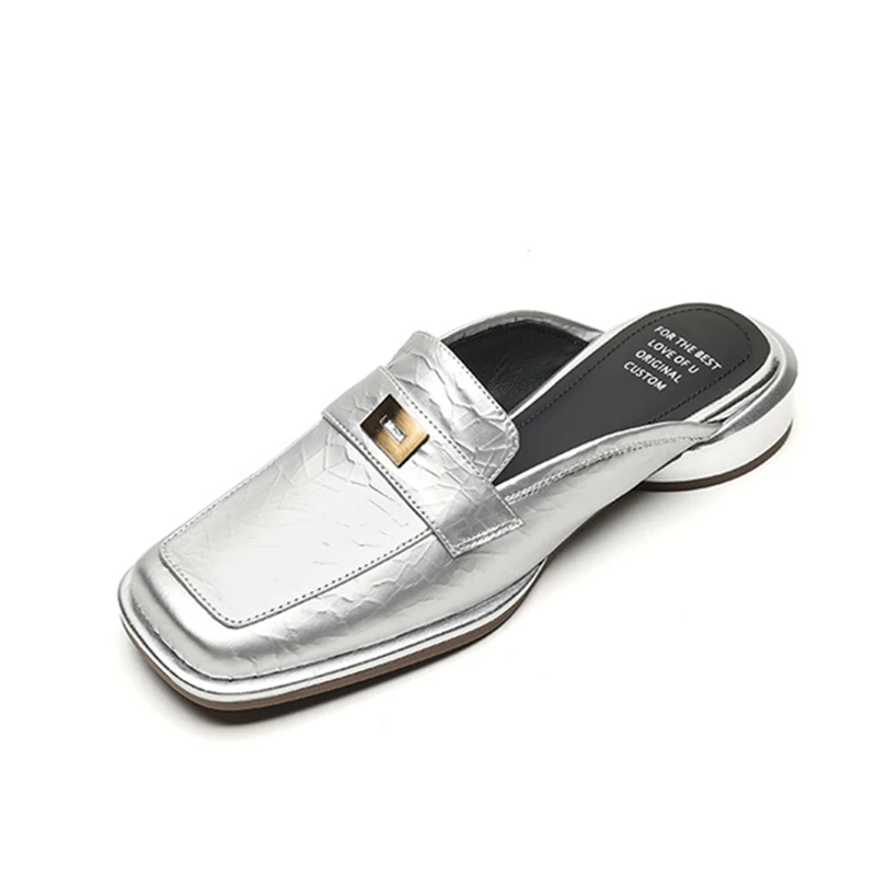 High-end Ladies Slippers Summer New Metal Geometric Decor Square Head Female Slippers Comfort Foot Feel Non-slip Home Shoes
High-end Ladies Slippers Summer New Metal Geometric Decor Square Head Female Slippers Comfort Foot Feel Non-slip Home Shoes