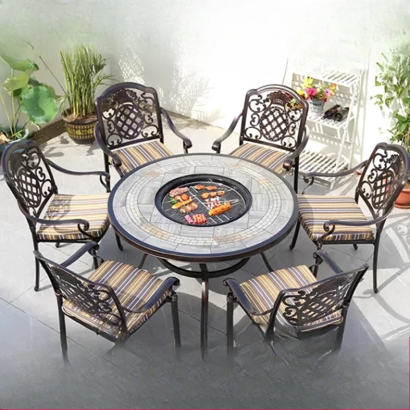 Outdoor courtyard barbecue table Garden leisure barbecue round table Multifunctional one-table dual-purpose outdoor cast
Outdoor courtyard barbecue table Garden leisure barbecue round table Multifunctional one-table dual-purpose outdoor cast