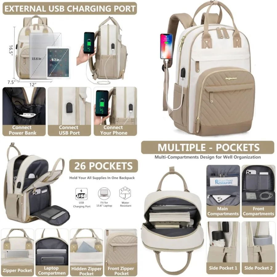 laptop backpack for Women - Work Bags Travel Backpack with USB Charger College Bookbag Waterproof Business Computer Backpack An
laptop backpack for Women - Work Bags Travel Backpack with USB Charger College Bookbag Waterproof Business Computer Backpack An