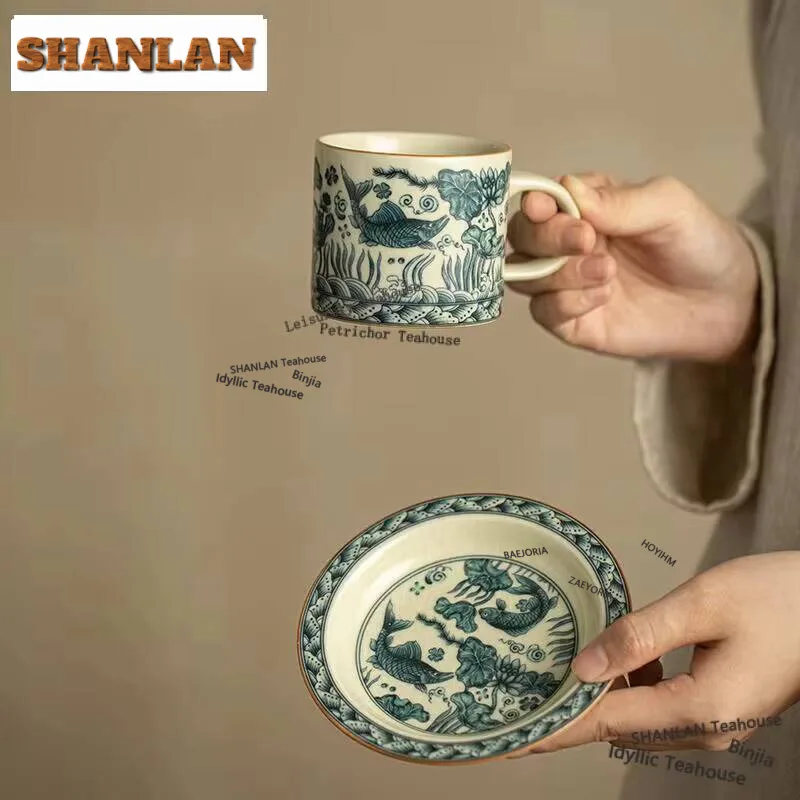 160ml Jingdezhen Ceramic Tea Cup Antique Fish Algae Pattern Coffee Cup Boutique Mug With Plate Tea Making Personalized Mug Craft
160ml Jingdezhen Ceramic Tea Cup Antique Fish Algae Pattern Coffee Cup Boutique Mug With Plate Tea Making Personalized Mug Craft