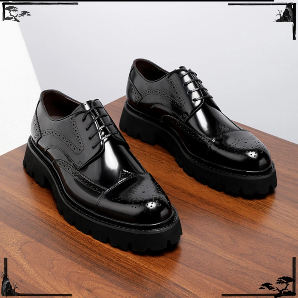 Mens Genuine Leather Brogue Carved Wingtip Dress Shoes British Style Thick Sole Casual Formal Wedding Shoes
Mens Genuine Leather Brogue Carved Wingtip Dress Shoes British Style Thick Sole Casual Formal Wedding Shoes