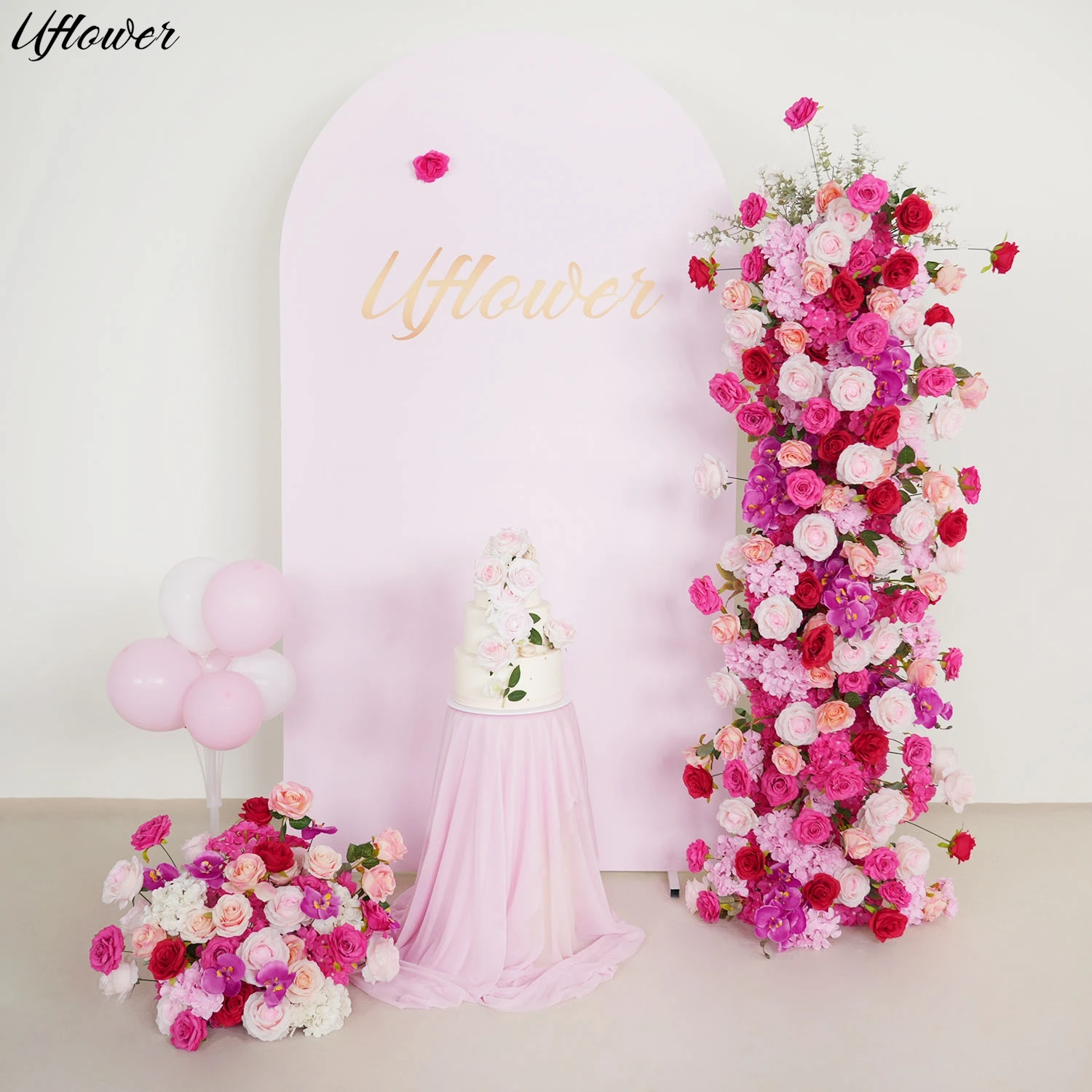 Uflower Red Pink Rose Flower Row Wedding Backdrop Decoration Event Party Horn Arch Frame Floor Floral Arrangement Window Display
Uflower Red Pink Rose Flower Row Wedding Backdrop Decoration Event Party Horn Arch Frame Floor Floral Arrangement Window Display