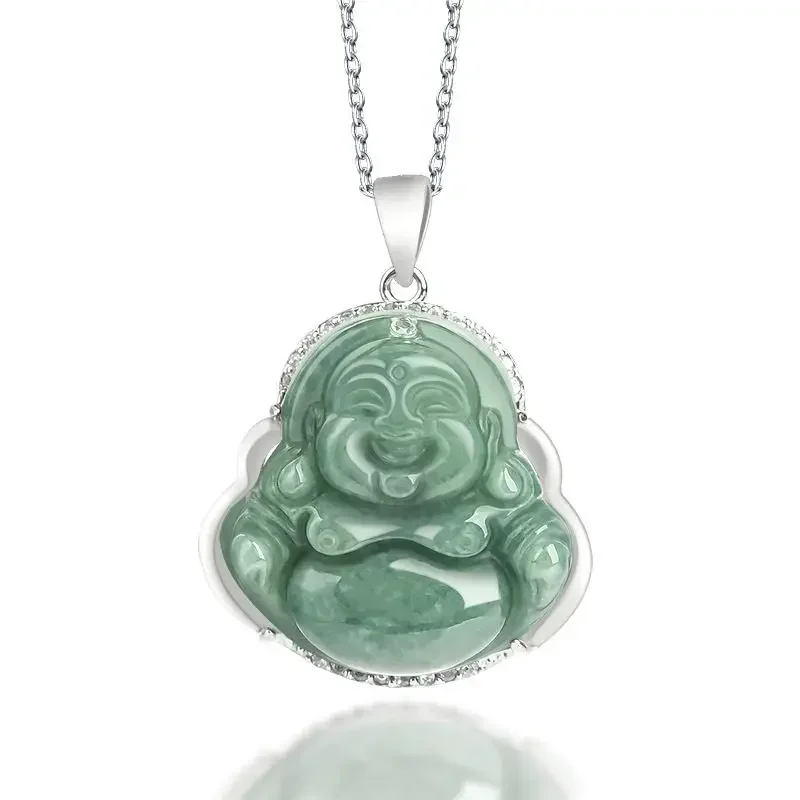 Natural Vintage Maitreya Buddha Pendant S925 Silver Inlaid Jade Buddha Necklaces Green Jadeite Lucky Amulet Necklace
Natural Vintage Maitreya Buddha Pendant S925 Silver Inlaid Jade Buddha Necklaces Green Jadeite Lucky Amulet Necklace