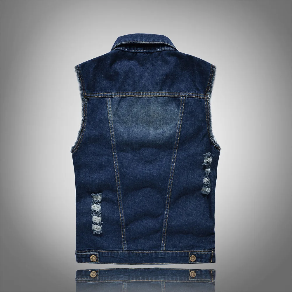 Men Denim Vests Jackets Waistcoats Light Blue Ripped Denim Coats Vests New Fashion Male Cotton Slim Black Jeans Waistcoats 6XL 108 S266161f7a69541438e09d452de70f375V
