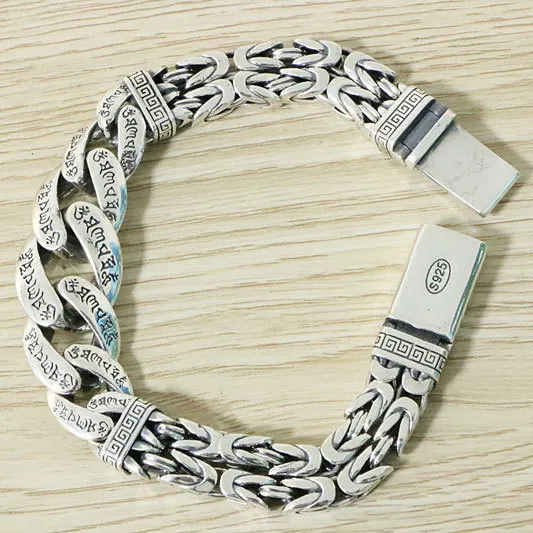 S925 sterling silver jewelry, men's personality, domineering, six word truth, peace pattern, Thai silver bracelet, retro silver
S925 sterling silver jewelry, men's personality, domineering, six word truth, peace pattern, Thai silver bracelet, retro silver