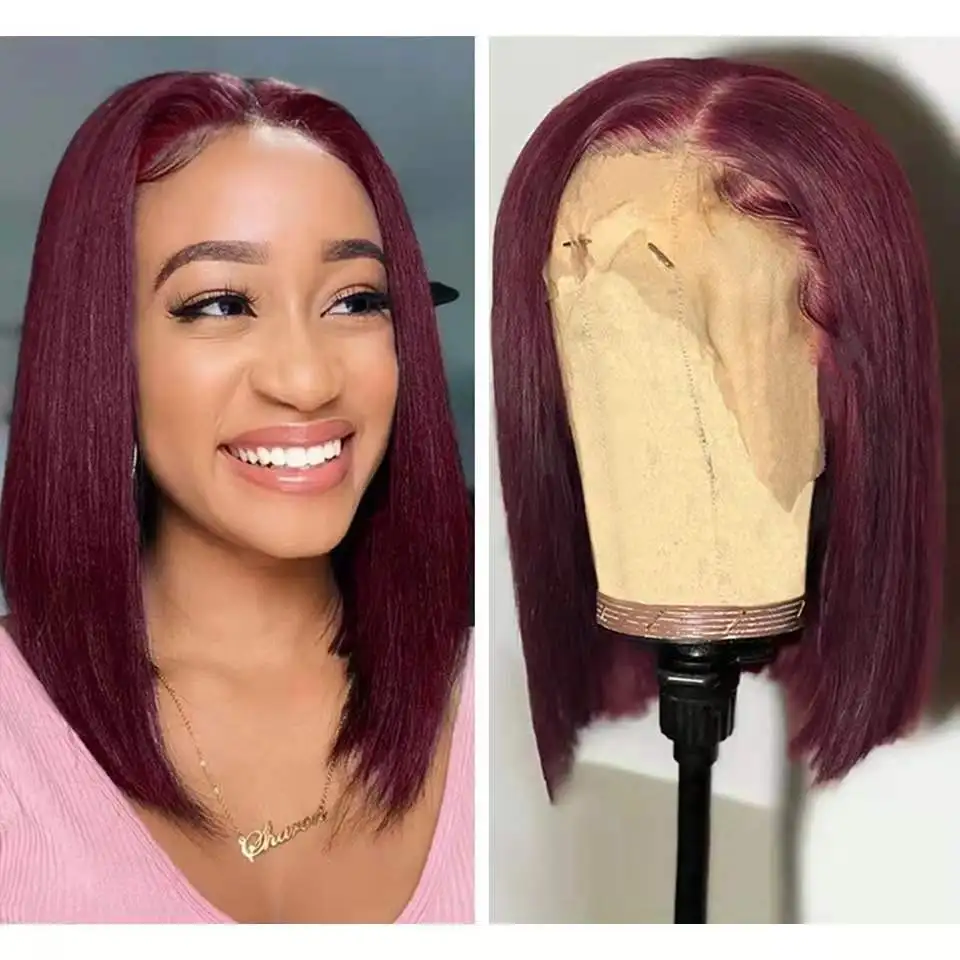 99J Bob Wigs Dark Burgundy 13x4 Lace Front Wigs Remy Straight 4x4 Lace Closure Wigs Straight Human Hair Wigs For Women
99J Bob Wigs Dark Burgundy 13x4 Lace Front Wigs Remy Straight 4x4 Lace Closure Wigs Straight Human Hair Wigs For Women