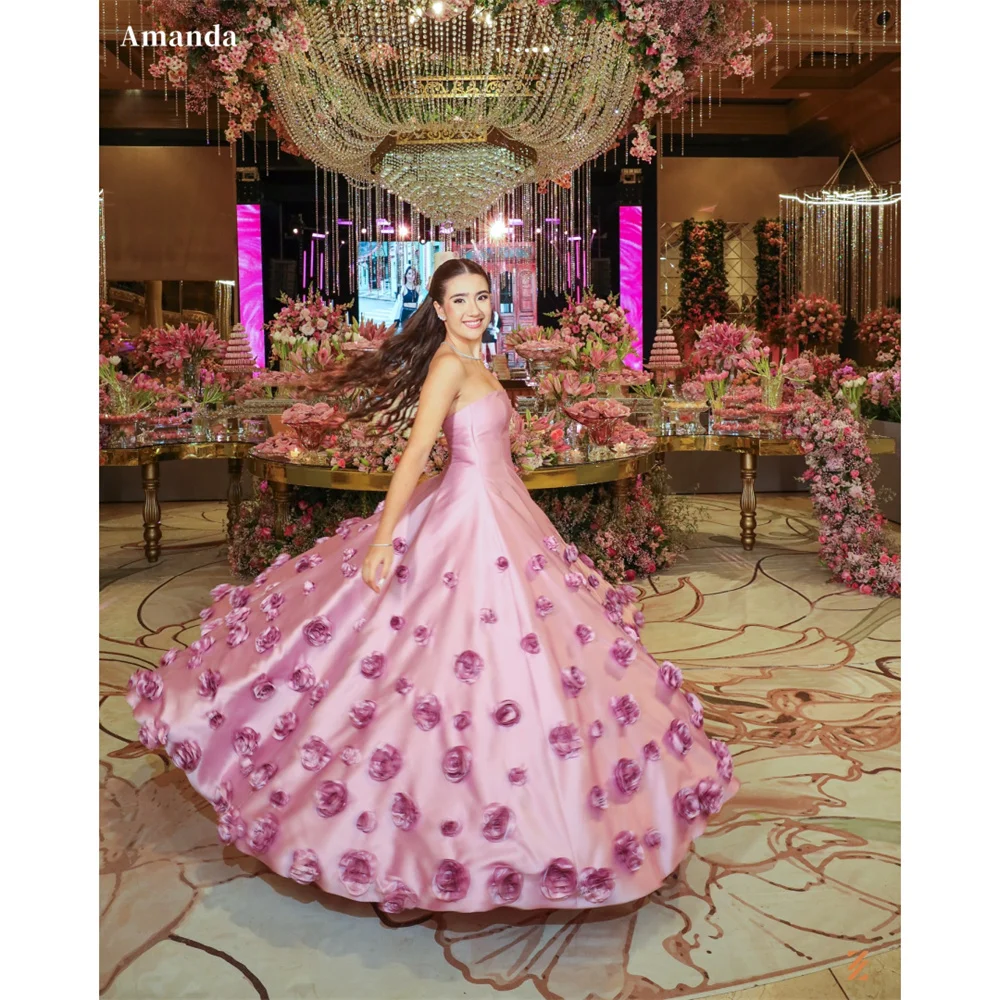 Amanda Customized Purple Strapless 3D Flower Prom Dresses A-Line Sleveeless vestidos de noche Floor-Length Evening Dress 2025
Amanda Customized Purple Strapless 3D Flower Prom Dresses A-Line Sleveeless vestidos de noche Floor-Length Evening Dress 2025
