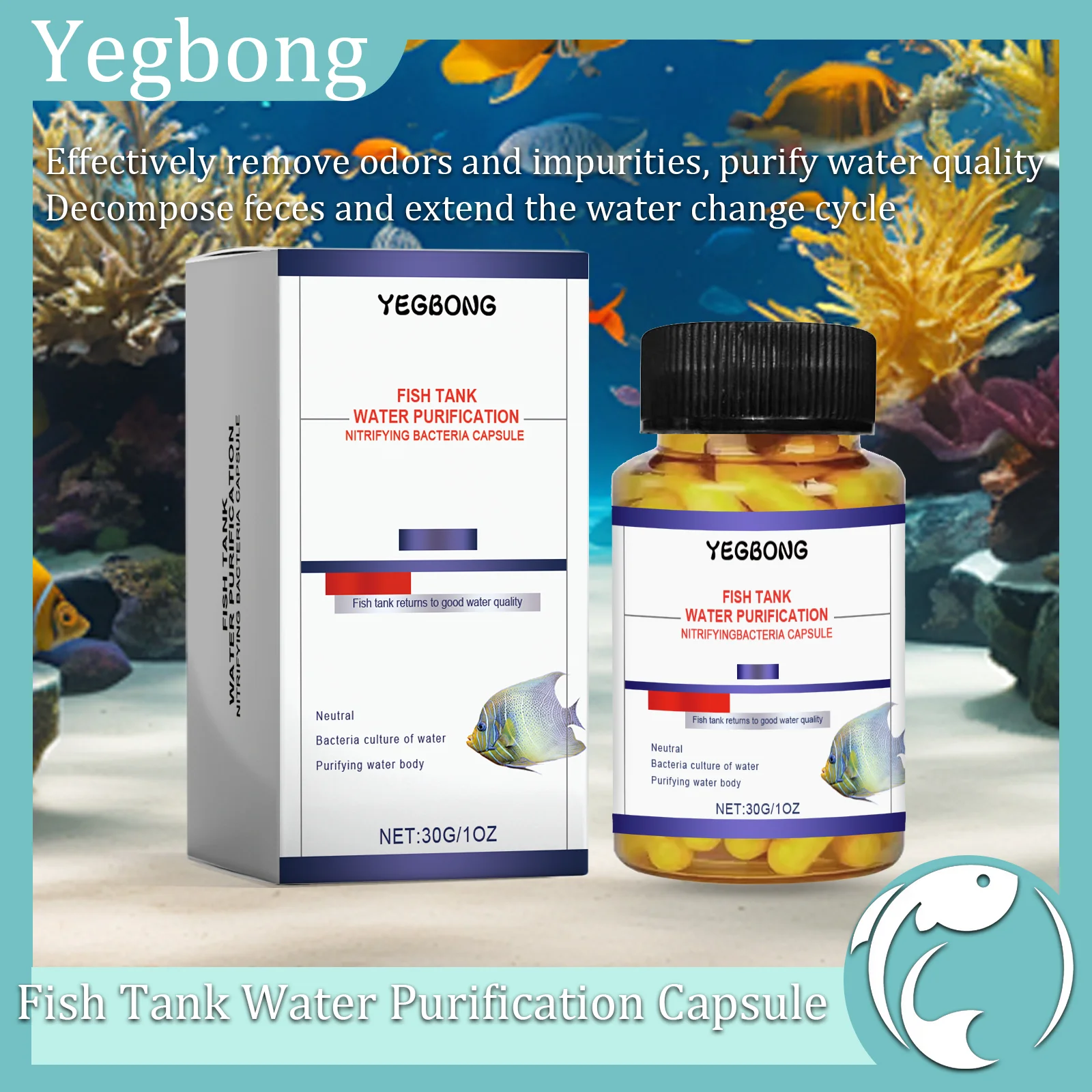 Yegbong 30g Fish Tank Water Purification Capsule for Cleaning Fish Tank Stains, Fish Tank Aquarium Special Capsule
Yegbong 30g Fish Tank Water Purification Capsule for Cleaning Fish Tank Stains, Fish Tank Aquarium Special Capsule