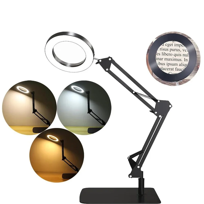 GYTB-8X Magnifying Glass With Light, Table Lamp With Stand And Clamp, 2-In-1 LED Desk Lamp With Magnifier, 3 Color Modes
GYTB-8X Magnifying Glass With Light, Table Lamp With Stand And Clamp, 2-In-1 LED Desk Lamp With Magnifier, 3 Color Modes