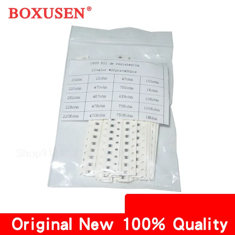 20 Values 20pcs Each 400pcs 0805 SMD Resistor 1% 1/8W 10Ohm-1MOhm DIY Component Sample Kit
20 Values 20pcs Each 400pcs 0805 SMD Resistor 1% 1/8W 10Ohm-1MOhm DIY Component Sample Kit