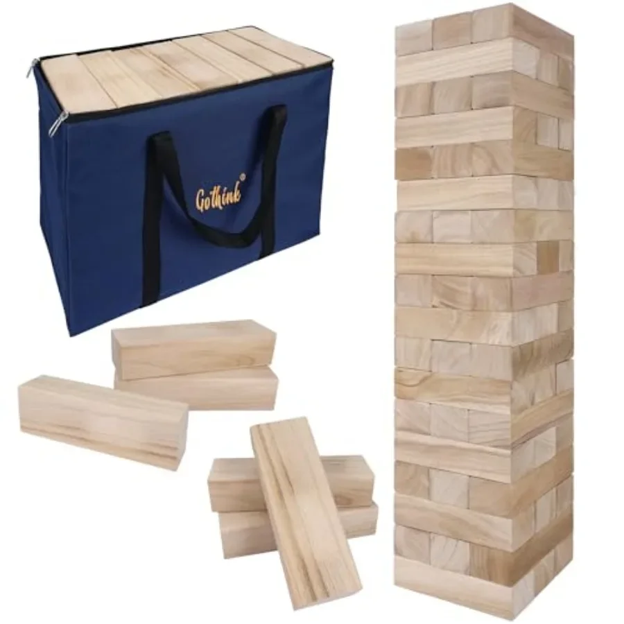 Outdoor yard tumbling tower game with natural wood blocks, natural color, oversized 54-piece set stacking over 5 FT for family
Outdoor yard tumbling tower game with natural wood blocks, natural color, oversized 54-piece set stacking over 5 FT for family