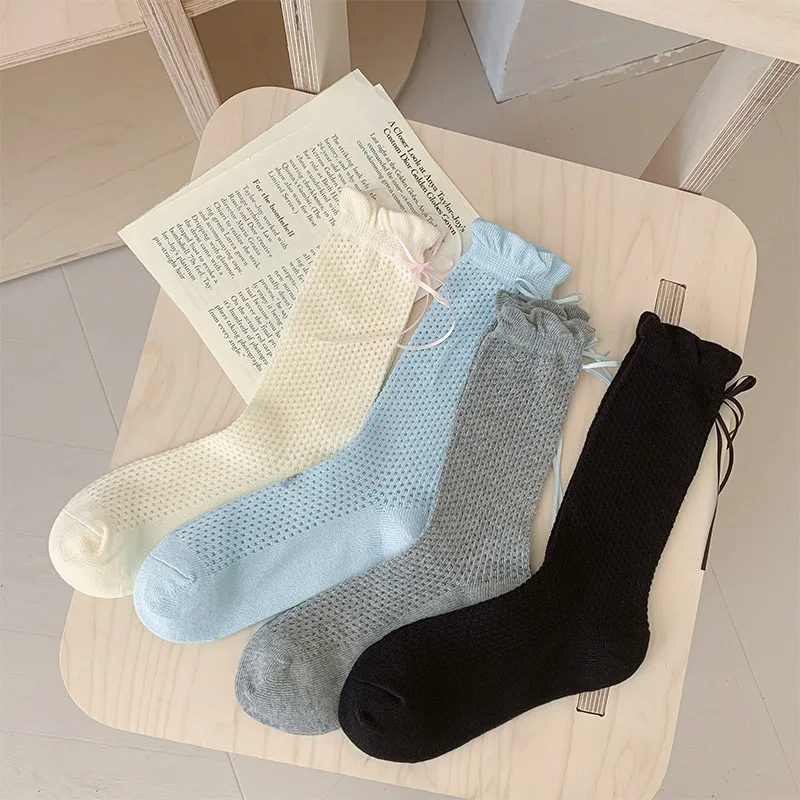 Sweet Ribbon Bow Socks Women's Medium Tube Socks Spring and Summer Thin Mesh Hollow Gray Stacking Socks
Sweet Ribbon Bow Socks Women's Medium Tube Socks Spring and Summer Thin Mesh Hollow Gray Stacking Socks