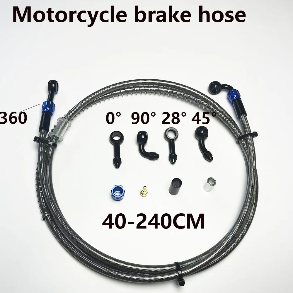 Stainless steel braided silver dynamic hose and clutch hose, suitable for motorcycle 360 ° rotation, 0 ° 28 ° 45 ° 90 °
Stainless steel braided silver dynamic hose and clutch hose, suitable for motorcycle 360 ° rotation, 0 ° 28 ° 45 ° 90 °