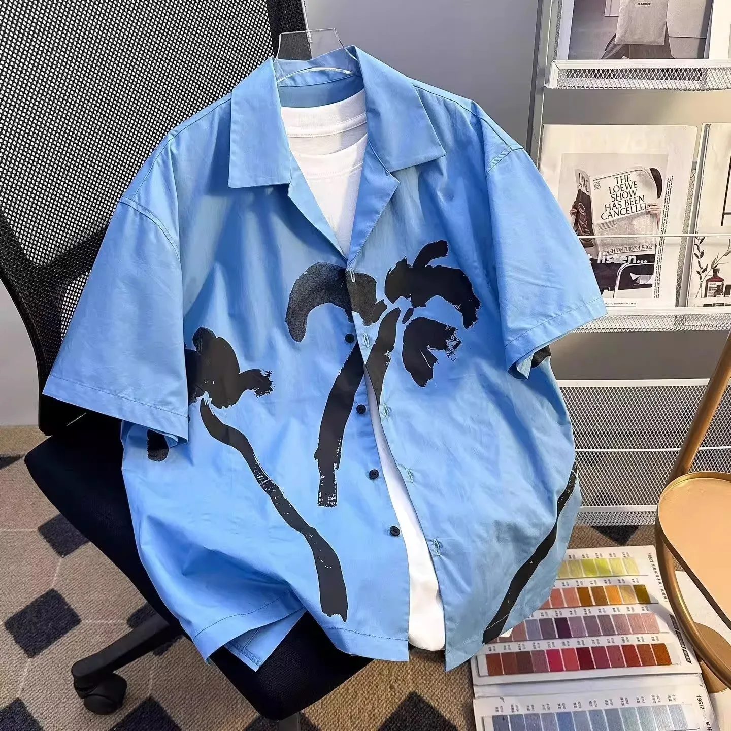 Blue Printed Casual Summer Shirt Men's Short Sleeve Holiday Wear Comfortable Cotton Standard Fit Fashionable Retro Hong Kong ...
Blue Printed Casual Summer Shirt Men's Short Sleeve Holiday Wear Comfortable Cotton Standard Fit Fashionable Retro Hong Kong ...