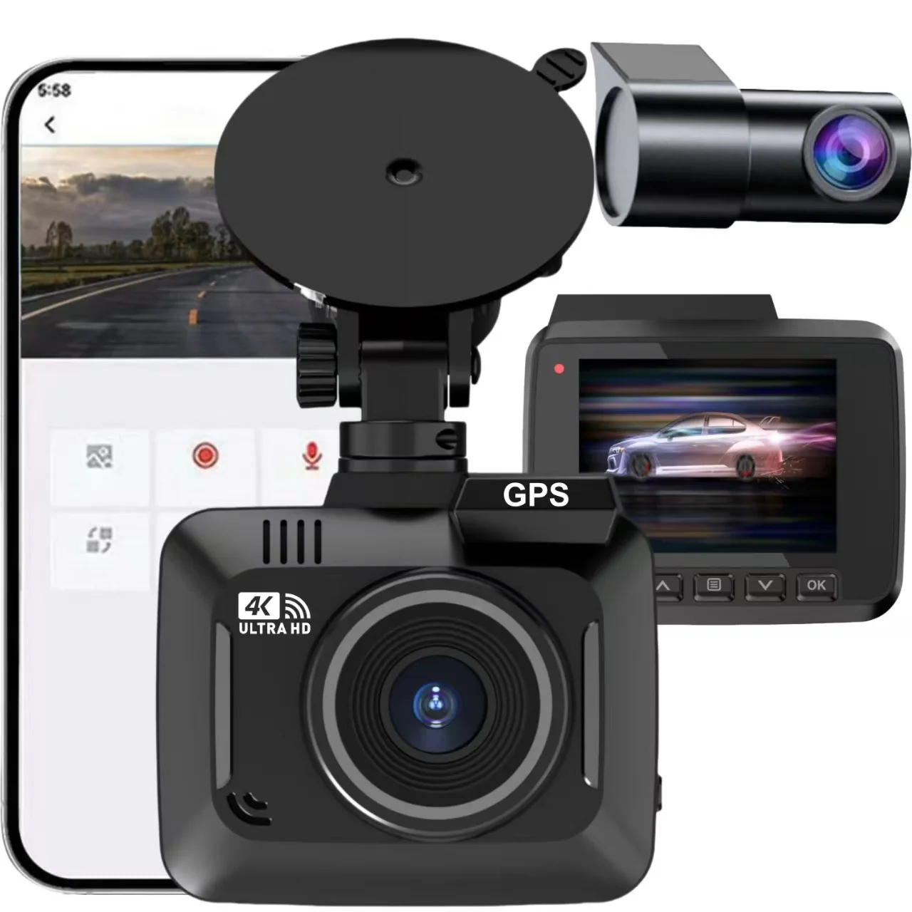 car dash cam WiFi/GPS 4K Ultra HD 2ch-DVR Support 24-Hour Parking Monitoring advance night vision wide-angle 170° Loop recording
car dash cam WiFi/GPS 4K Ultra HD 2ch-DVR Support 24-Hour Parking Monitoring advance night vision wide-angle 170° Loop recording