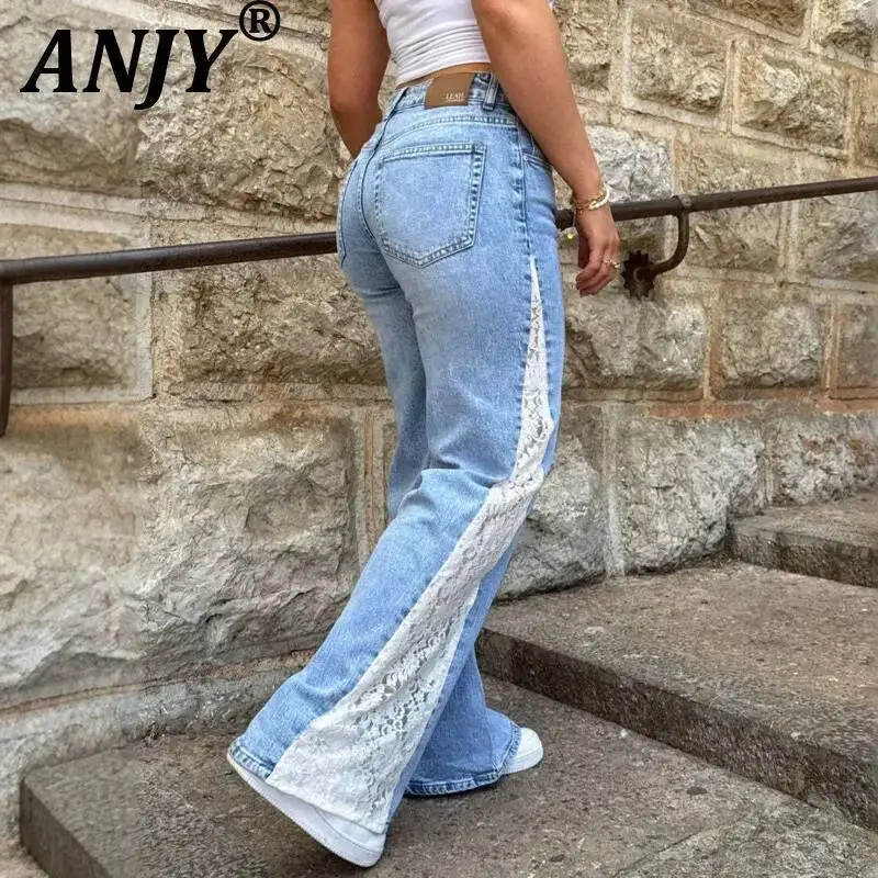 ANJY Spring Autumn New Women Stylish Elastic Lace Patchwork Jeans Y2K Trendy Chic Color Block Design Straight Denim Pants A23330
ANJY Spring Autumn New Women Stylish Elastic Lace Patchwork Jeans Y2K Trendy Chic Color Block Design Straight Denim Pants A23330