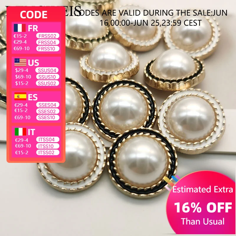 Retro Pearl Button Luxury Metal Buttons for Diy Clothing Coat Sweater Suit Female Decorative Metal Buttons Sewing Accessories
Retro Pearl Button Luxury Metal Buttons for Diy Clothing Coat Sweater Suit Female Decorative Metal Buttons Sewing Accessories