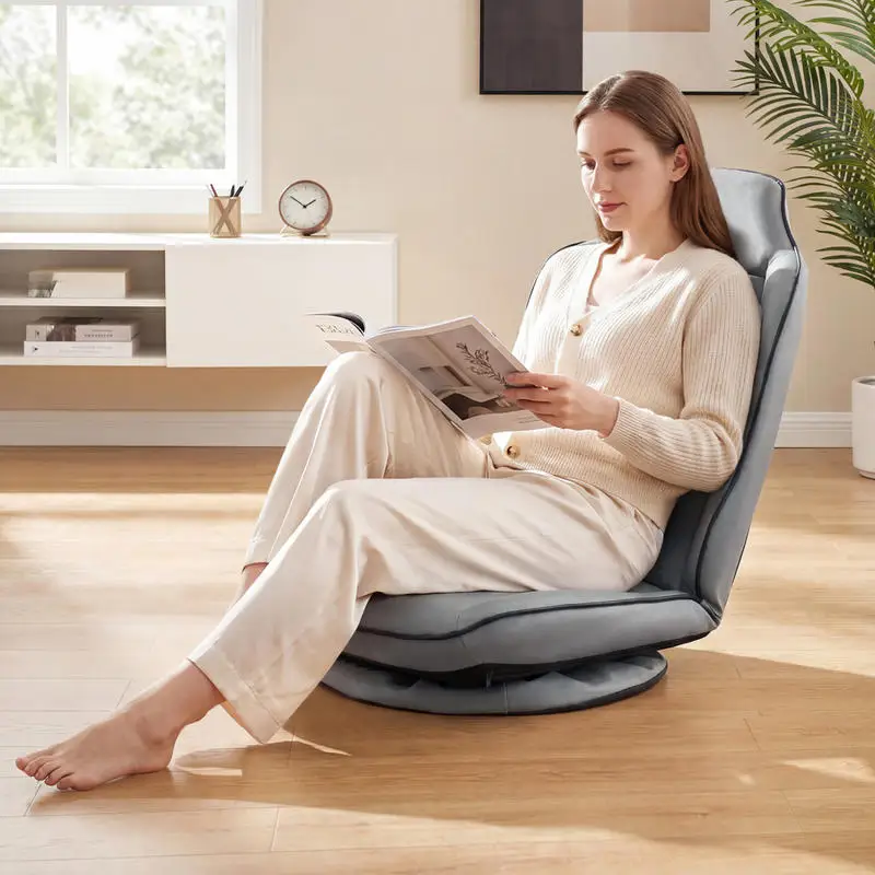 360° Swivel Floor Gaming Chair with 5-Level Adjustable Backrest-Gray
360° Swivel Floor Gaming Chair with 5-Level Adjustable Backrest-Gray