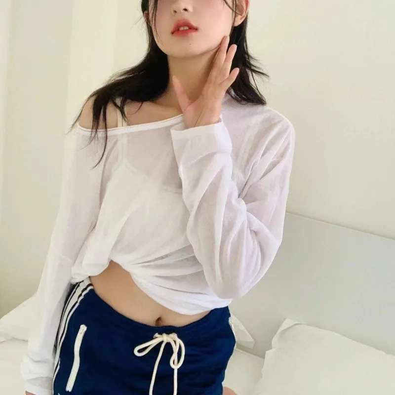 Summer Tops Lightweight Knitted Cotton Loose Sunscreen Black Round Neck Curled Long Sleeve T-Shirt Women
Summer Tops Lightweight Knitted Cotton Loose Sunscreen Black Round Neck Curled Long Sleeve T-Shirt Women