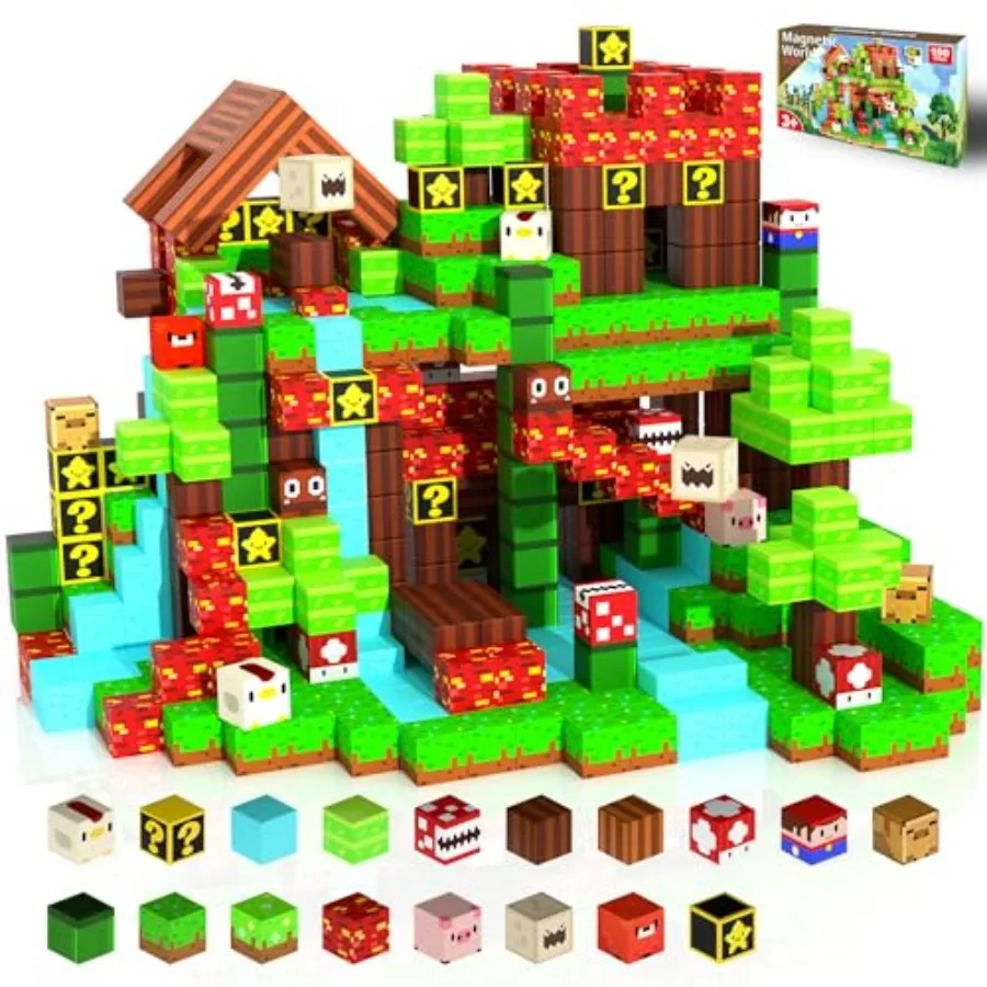 Magnetic Building Blocks Sandbox World Set, 150PCS 0.8in Pixel Block Set with Characters, Lava and Waterfall Scenes for Creativ
Magnetic Building Blocks Sandbox World Set, 150PCS 0.8in Pixel Block Set with Characters, Lava and Waterfall Scenes for Creativ