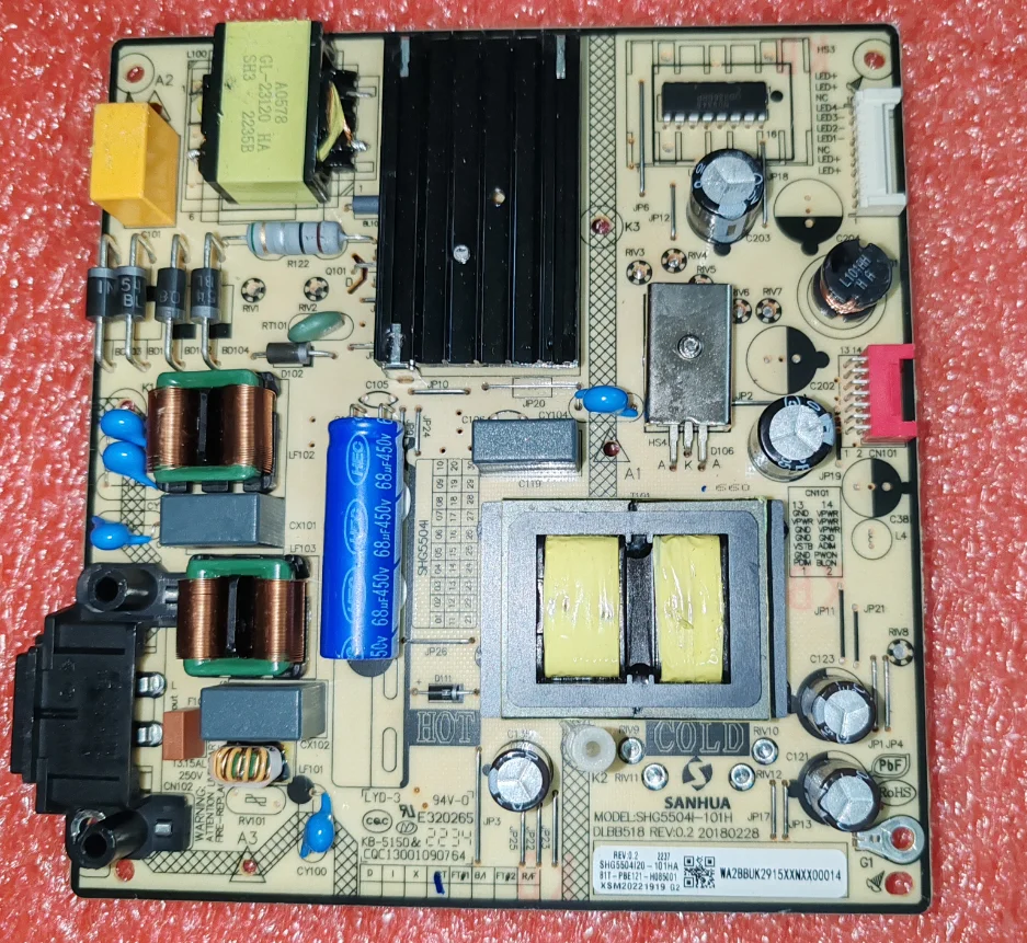 DLBB518 SHG5504I-101H LED TV power board, physical photo, with constant current
DLBB518 SHG5504I-101H LED TV power board, physical photo, with constant current