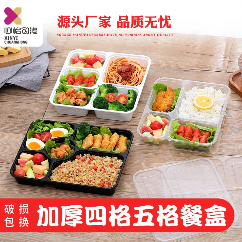 Custom Disposable Fast Food Box Three-Compartment Rectangular Four-Compartment Packing Box Thickened Meal Bento Box Five
Custom Disposable Fast Food Box Three-Compartment Rectangular Four-Compartment Packing Box Thickened Meal Bento Box Five