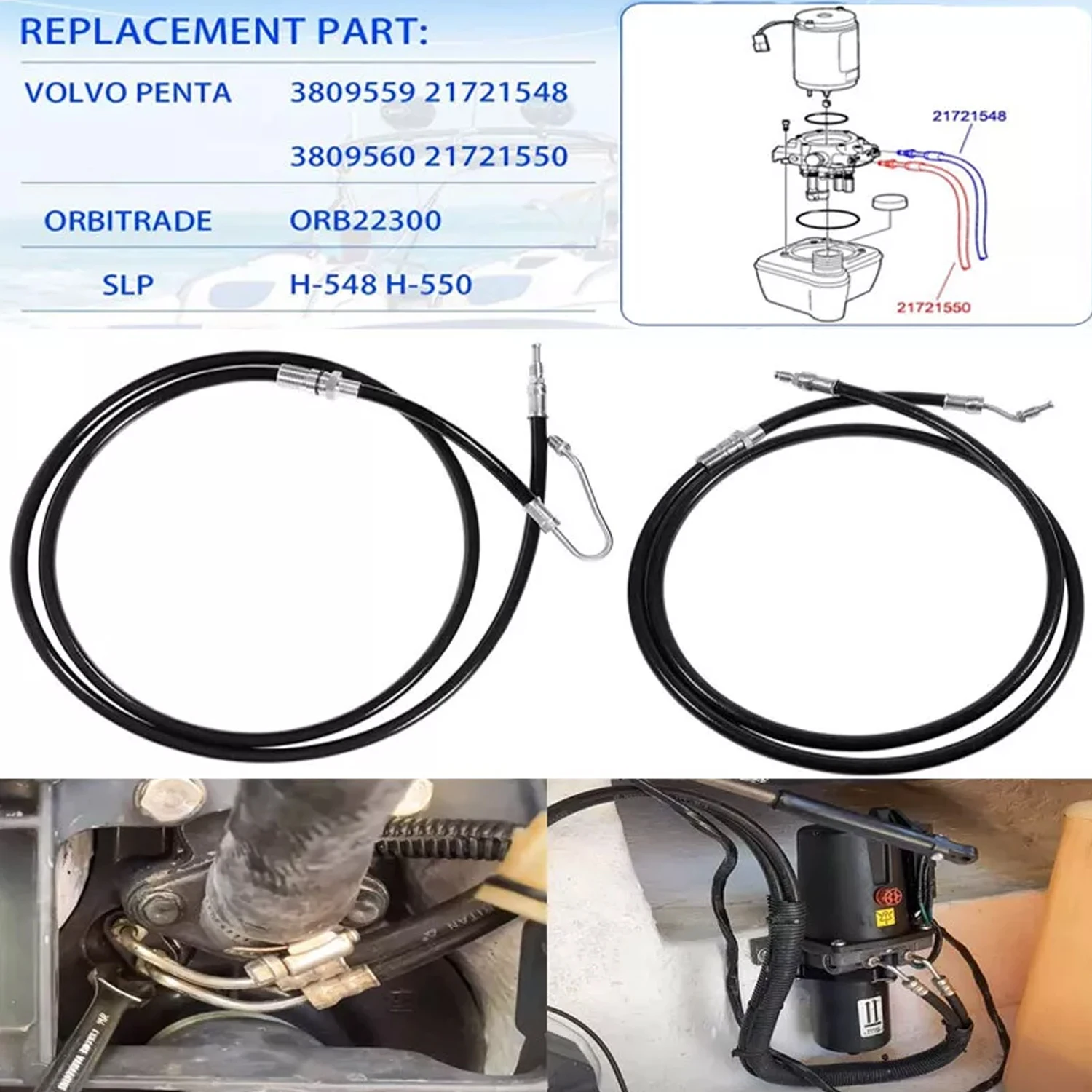 21721550 & 21721548 Hydraulic Pump Hose Power Trim Kit For Volvo Penta DPH DPR - (2Pcs/Set)
21721550 & 21721548 Hydraulic Pump Hose Power Trim Kit For Volvo Penta DPH DPR - (2Pcs/Set)