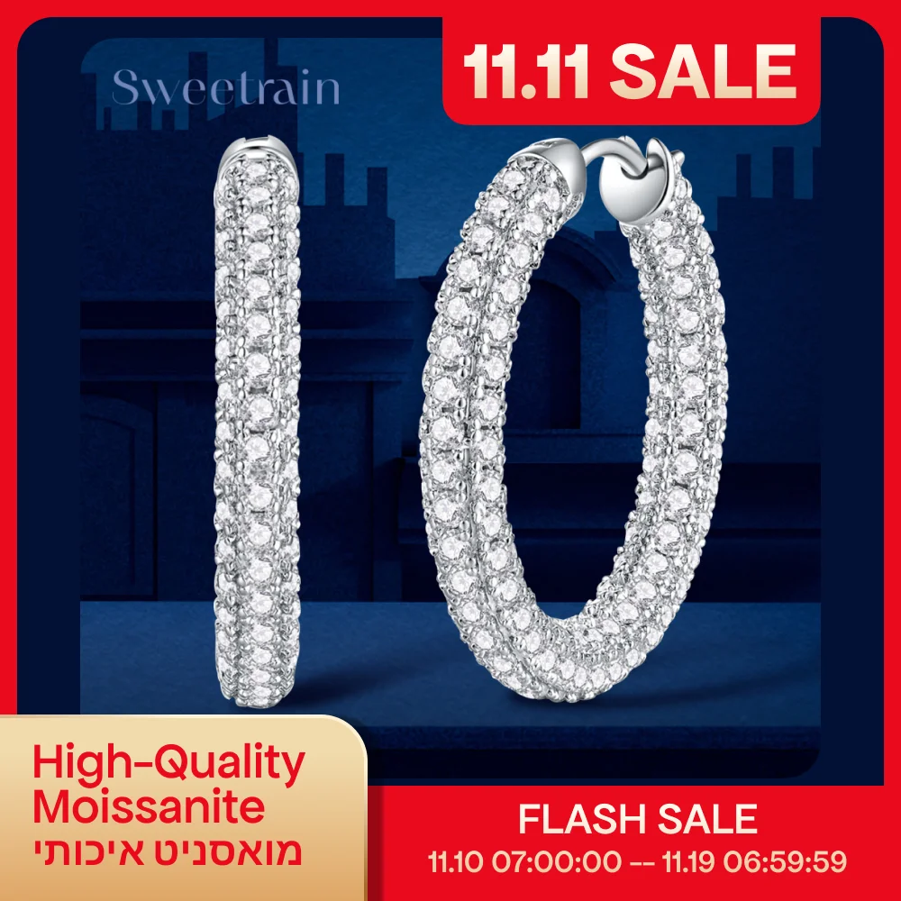 1.5mm Moissanite Sparkle Hoop Earrings for Women Solid 925 Sterling Silver Hypoallergenic Earrings with 18K White Gold Plated
1.5mm Moissanite Sparkle Hoop Earrings for Women Solid 925 Sterling Silver Hypoallergenic Earrings with 18K White Gold Plated