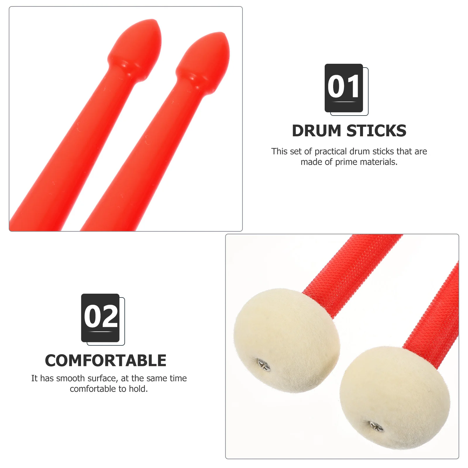 Double-headed Drumsticks Double-end for Percussion Tip Sided Felt Professional Performance Unique Design
Double-headed Drumsticks Double-end for Percussion Tip Sided Felt Professional Performance Unique Design