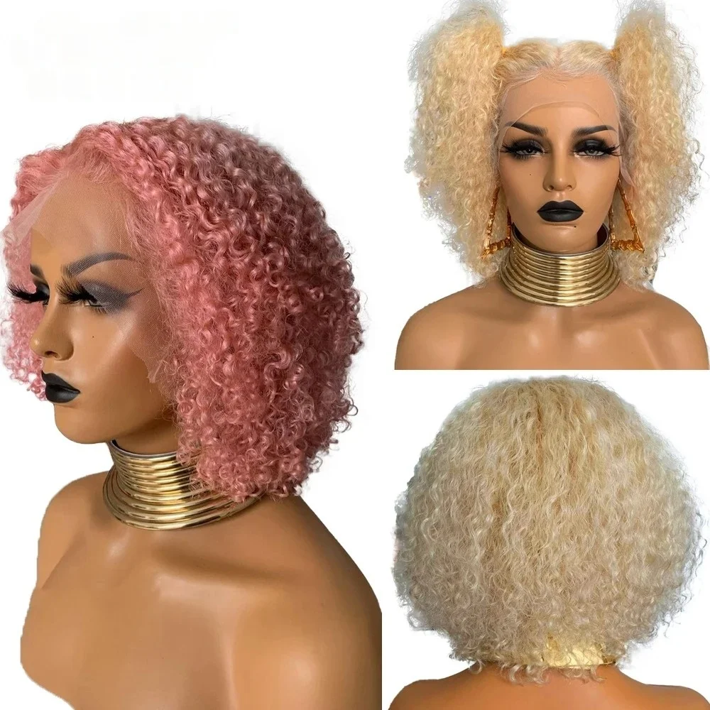 613 Blonde Short Curly Wigs 13X4 HD Water Wave Frontal Wig Light Pink Synthetic And Blend Pre Plucked Glueless Daily For Women
613 Blonde Short Curly Wigs 13X4 HD Water Wave Frontal Wig Light Pink Synthetic And Blend Pre Plucked Glueless Daily For Women