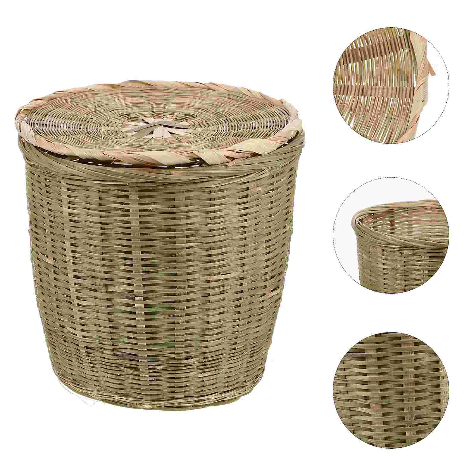 Trash Can with Lid Kitchen Draining Basket Plant Fruit Versatile Bamboo Woven Vegetable
Trash Can with Lid Kitchen Draining Basket Plant Fruit Versatile Bamboo Woven Vegetable