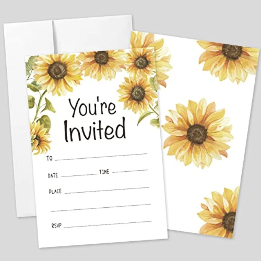20 Sets You're Invited Sunflower Invitations With Envelopes, Sunflower Rustic Double-sided Printed Invitation Invite Cards for
20 Sets You're Invited Sunflower Invitations With Envelopes, Sunflower Rustic Double-sided Printed Invitation Invite Cards for