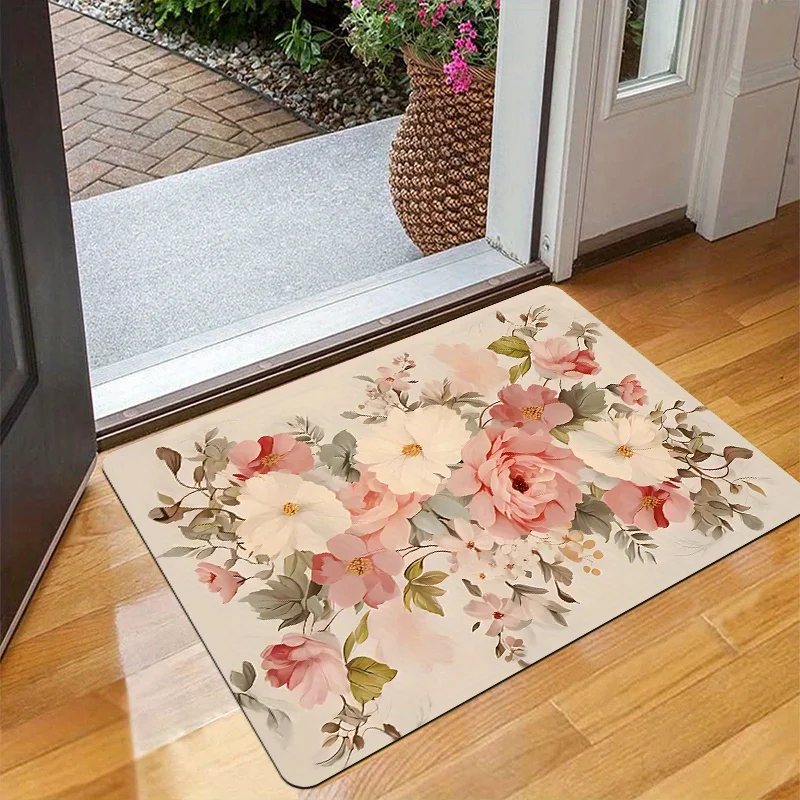 Peony Floral Doormat - Soft Non-slip Polyester Mat with Pink/White Flowers on Beige Background for Living Room/Kitchen/Bathroom
Peony Floral Doormat - Soft Non-slip Polyester Mat with Pink/White Flowers on Beige Background for Living Room/Kitchen/Bathroom