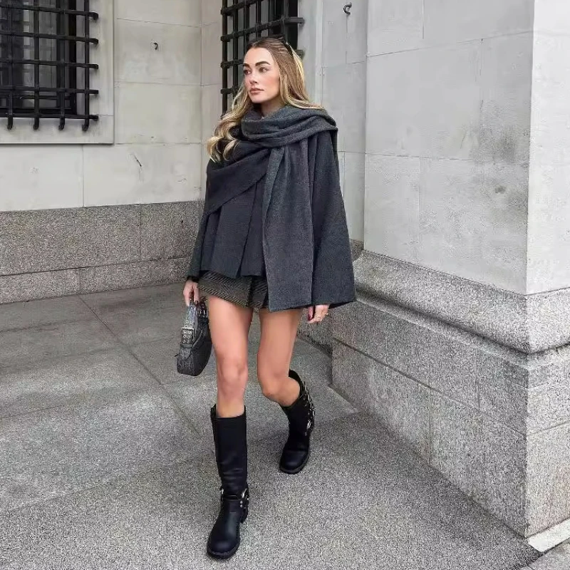 Women's Clothes Asymmetric Scarf Short Knitted Jacket Spring Autumn Coat Cardigan Long Sleeve Top Trendy Coats Design Streetwear
Women's Clothes Asymmetric Scarf Short Knitted Jacket Spring Autumn Coat Cardigan Long Sleeve Top Trendy Coats Design Streetwear