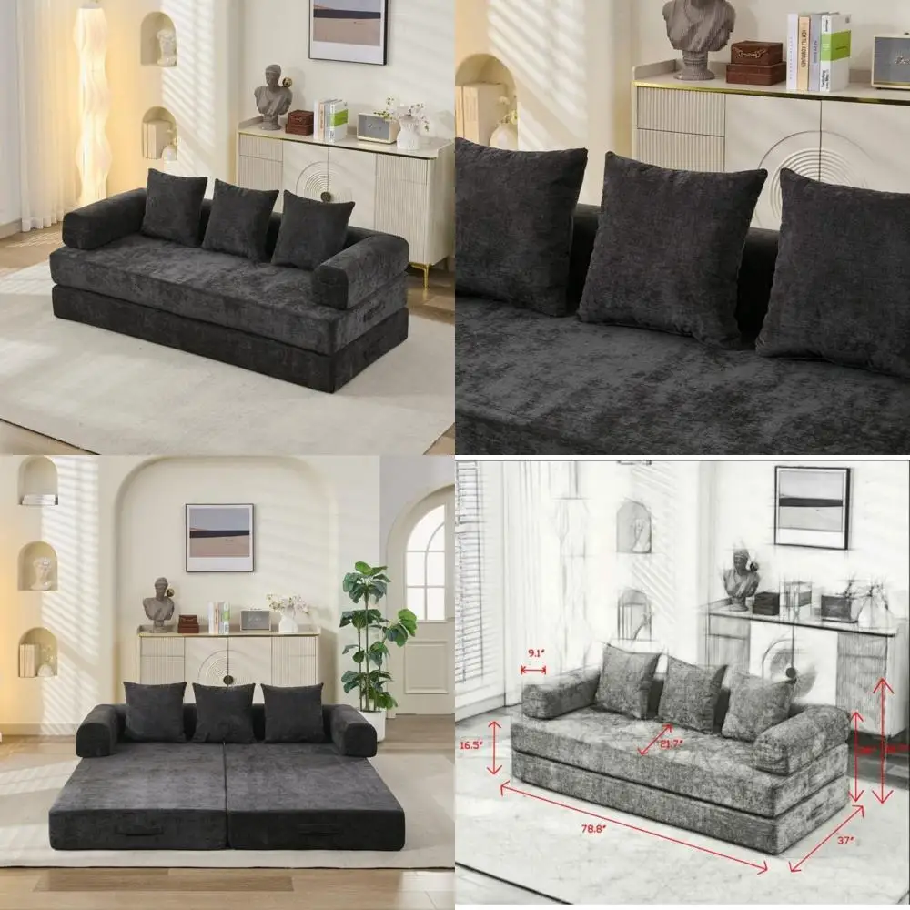 Modular 3-in-1 Sleeper Sofa - Pillows Included, No Assembly, Foldable Space-Saving Design, Comfortable Floor Sofa Bed
Modular 3-in-1 Sleeper Sofa - Pillows Included, No Assembly, Foldable Space-Saving Design, Comfortable Floor Sofa Bed