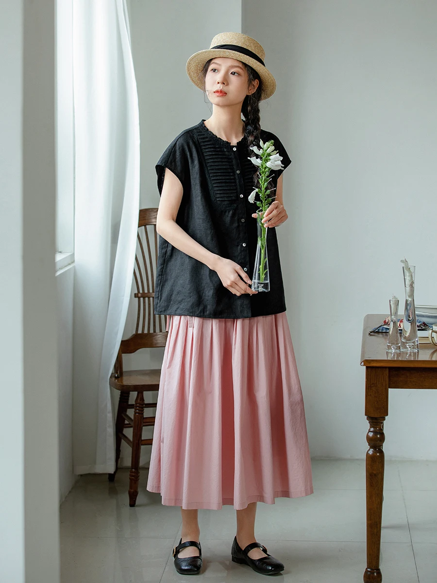 Black Linen Casual Summer Shirt Women's Loose Fit Thin Sleeveless Top Shoulder Paded Business Office Workwear Button Closure
Black Linen Casual Summer Shirt Women's Loose Fit Thin Sleeveless Top Shoulder Paded Business Office Workwear Button Closure