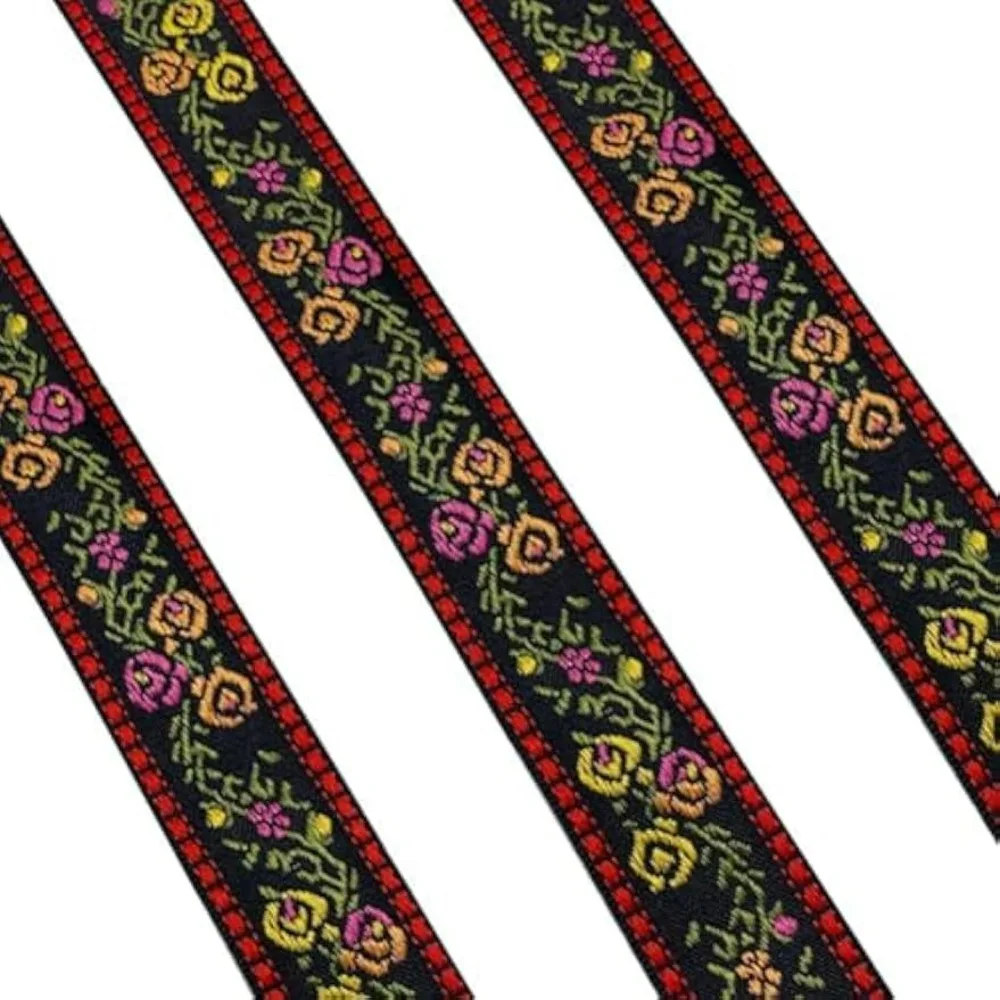 50 Yards Black Red Floral Jacquard Ribbon Trim Tape Vintage Nylon Embroidery Boho Ribbons Flower Embroidered Woven Lace
50 Yards Black Red Floral Jacquard Ribbon Trim Tape Vintage Nylon Embroidery Boho Ribbons Flower Embroidered Woven Lace