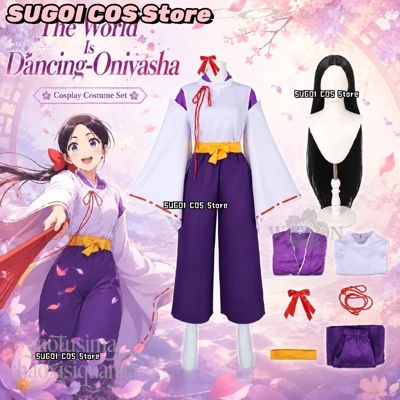 New Anime The World Is Dancing Cosplay Oniyasha Japanese Kimono Long Dark Purple Pants Coat Black Long Wigs Halloween Christmas
New Anime The World Is Dancing Cosplay Oniyasha Japanese Kimono Long Dark Purple Pants Coat Black Long Wigs Halloween Christmas
