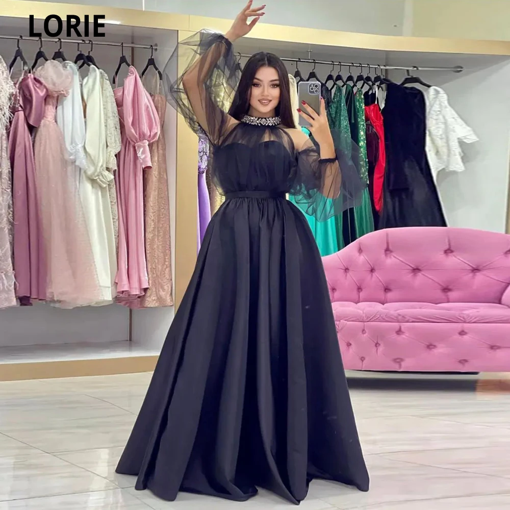 LORIE A-line Long Prom Dress Black High Neck Formal Evening Gowns Girl Vestidos De Graduación Puff Sleeves Crystals Party Dress
LORIE A-line Long Prom Dress Black High Neck Formal Evening Gowns Girl Vestidos De Graduación Puff Sleeves Crystals Party Dress